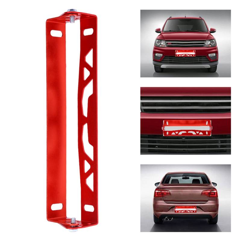 Universeller Auto-Styling-Aluminium-Nummernschild-Racing-Nummernschildhalter für die Individuelle Gestaltung Ihres Fahrzeugs (Rot) von AKLOSIPY