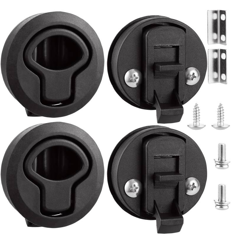 AKOLAFE 4 Stück Push Lock Schloss Wohnmobil Schwarz Pull Lock Möbelschloss 6cm / 2.4 inch Round Pushlocks Camper Schwarz Camping Schubladen Verschluss für Campervan Boat Marine Deck Boat von AKOLAFE