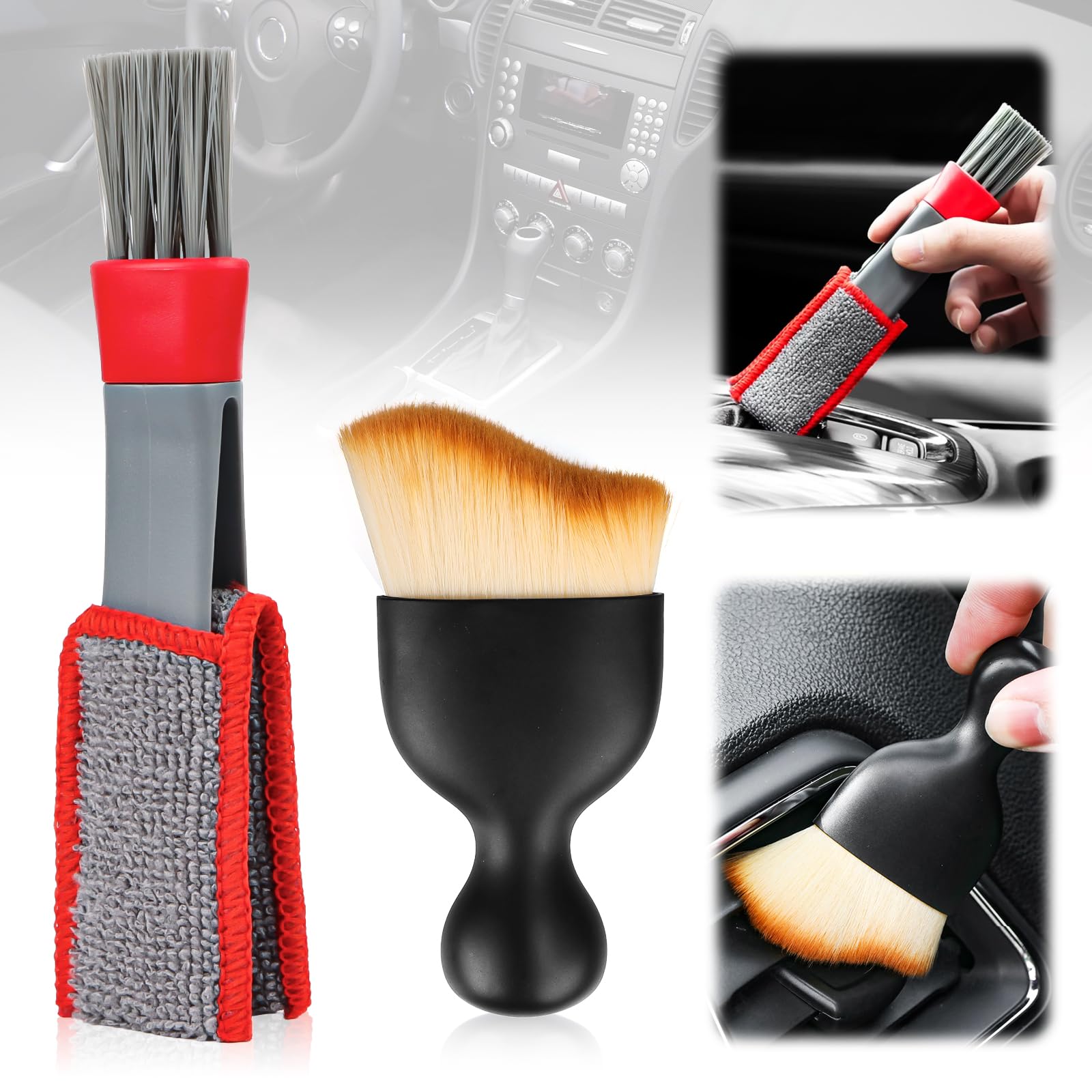 Auto Detailing Pinsel, 2 Auto Pinsel Innenraum, Staubpinsel Reinigungspinsel Auto, Car Innenraum Staub Kehrende Weiche Bürste, AutoBürste für Instrumententafel, Luftaustrittsspalt Entstaubung von AKONE