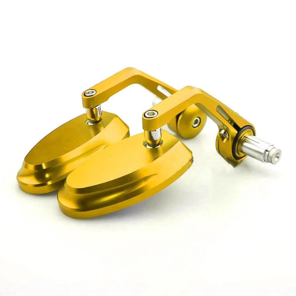 Motorrad Spiegel 1 Paar 7/8" 22mm Motorrad Bar End Seitenrückspiegel Aluminium Universal Motorrad Fahrrad Lenker Rückspiegel(Gold) von AKOUFALL