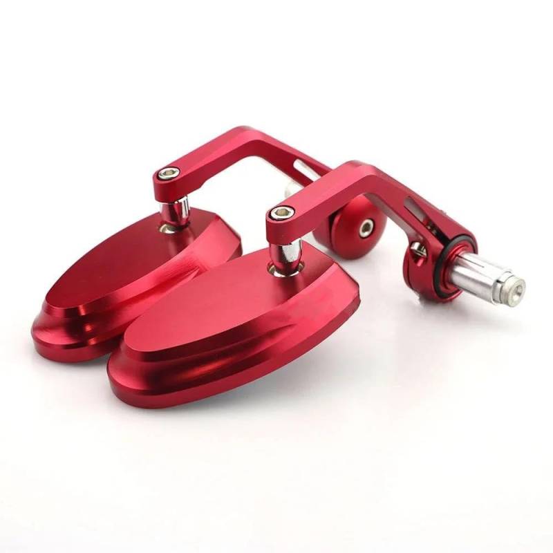 Motorrad Spiegel 1 Paar 7/8" 22mm Motorrad Bar End Seitenrückspiegel Aluminium Universal Motorrad Fahrrad Lenker Rückspiegel(Rood) von AKOUFALL