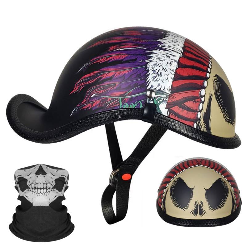 AKPHBKFG Helme: Motorrad-Halbschalenhelm, Halbschalenhelm im Retro-Stil, Sommerhelm mit offener Kappe, offener Motorrad-Sturzhelm, ECE-Zertifizierung A,L=60-61CM von AKPHBKFG