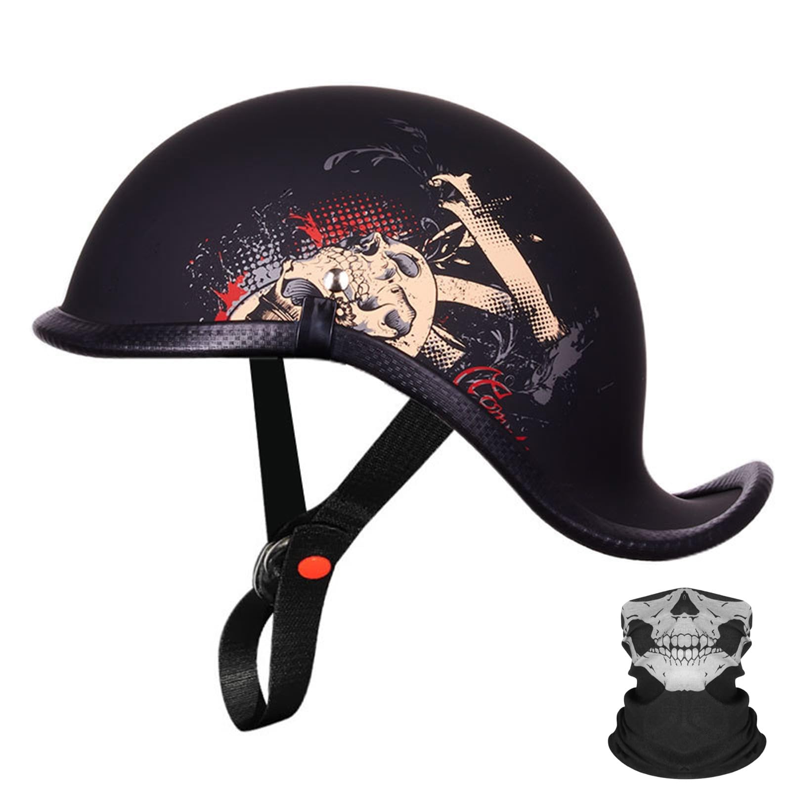 AKPHBKFG Helme: Motorrad-Halbschalenhelm, Halbschalenhelm im Retro-Stil, Sommerhelm mit offener Kappe, offener Motorrad-Sturzhelm, ECE-Zertifizierung C,L=60-61CM von AKPHBKFG