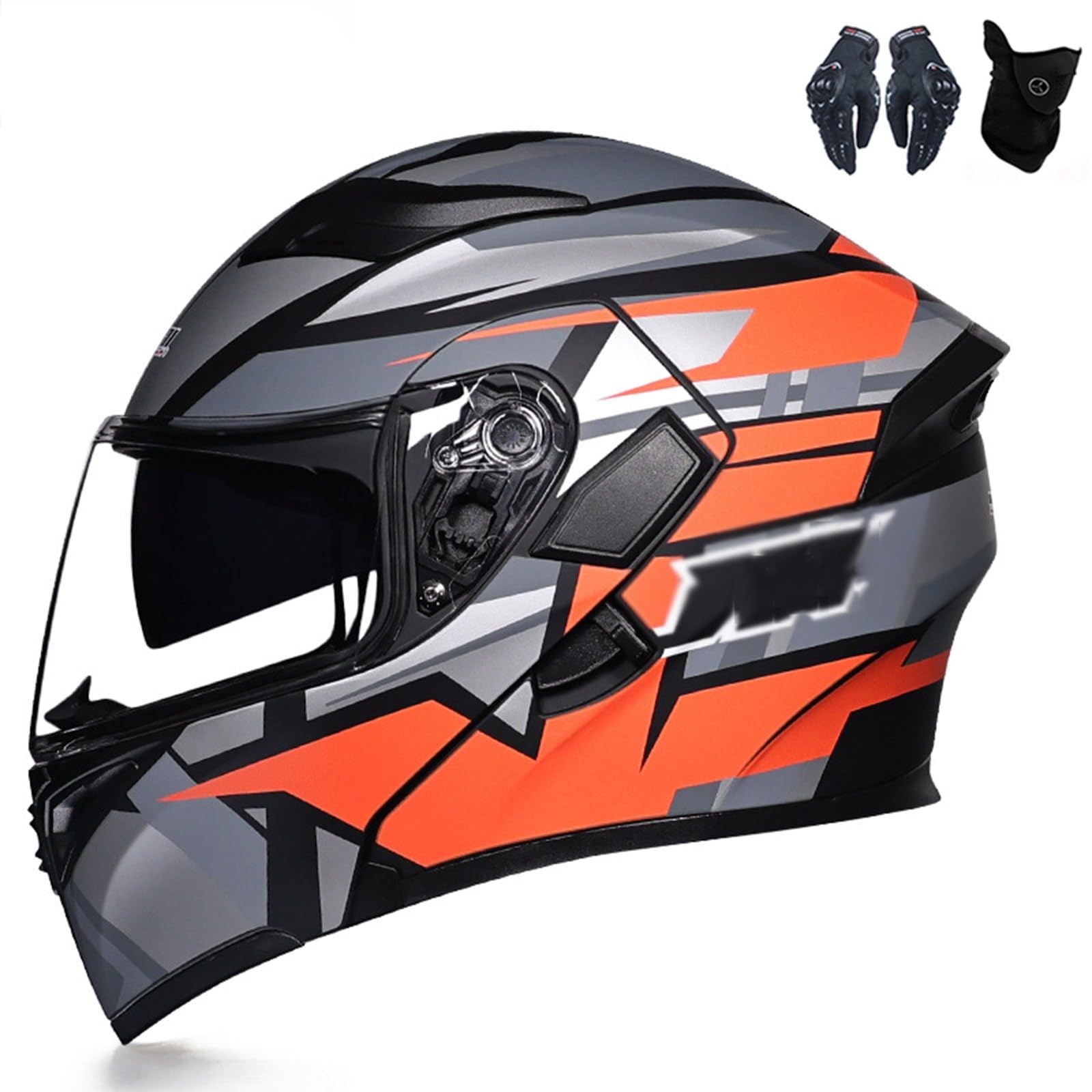 Integralhelm zum Hochklappen, modularer Motorradhelm, integriertes Motorrad-Doppelvisier für Erwachsene, Männer und Frauen, Moped-Straßenrennhelm, DOT/ECE-geprüft A,XL=61-62CM von AKPHBKFG