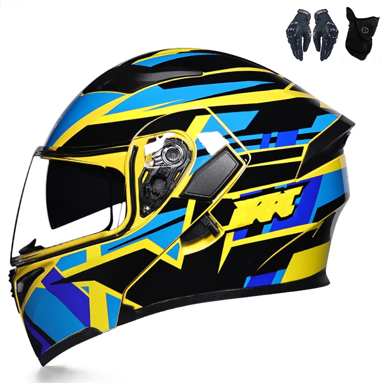 Integralhelm zum Hochklappen, modularer Motorradhelm, integriertes Motorrad-Doppelvisier für Erwachsene, Männer und Frauen, Moped-Straßenrennhelm, DOT/ECE-geprüft D,M=57-58CM von AKPHBKFG