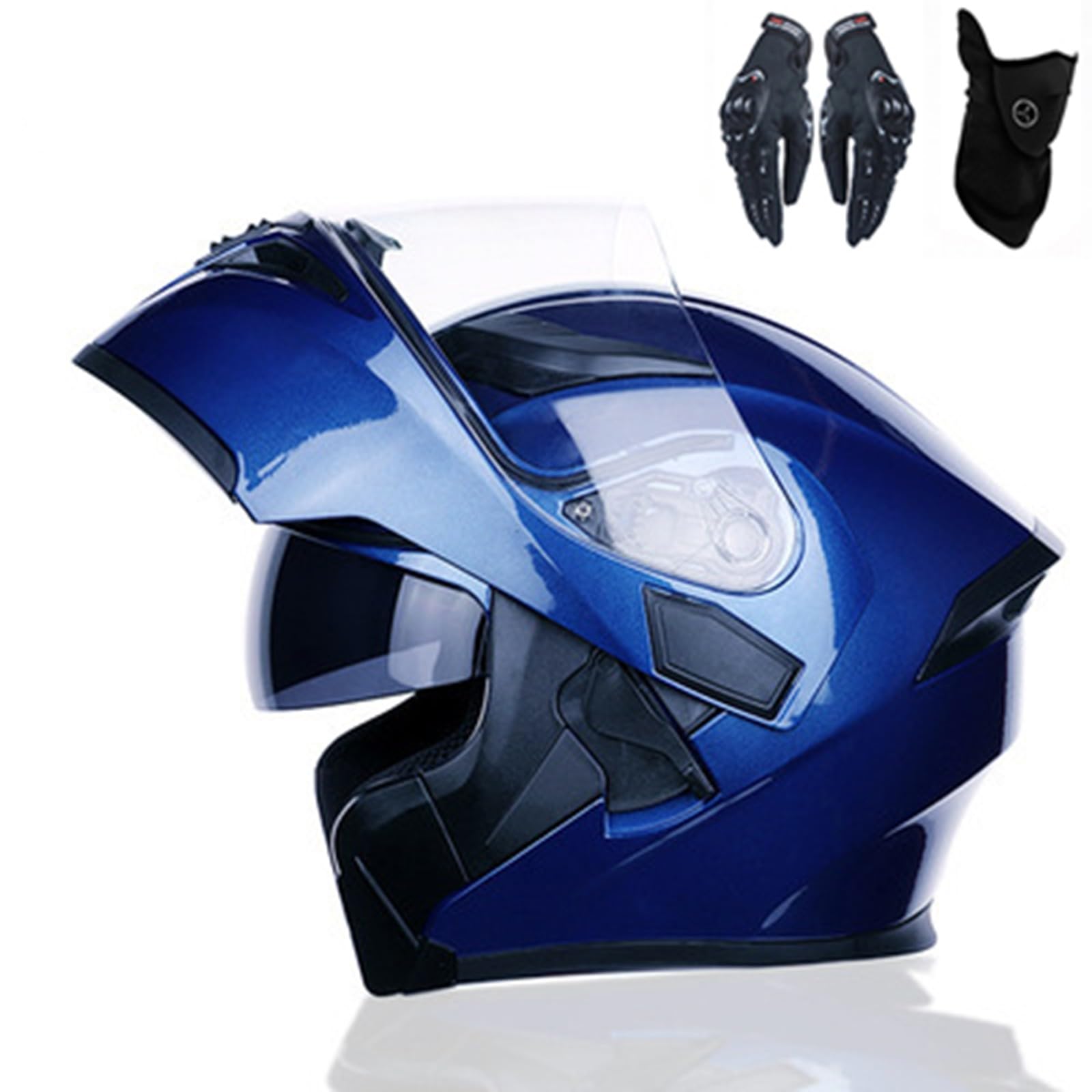 Klapphelme für Motorräder, modulare Motorradhelme, ECE-geprüft, Weitwinkel und weites Sichtfeld, mehrere Belüftungslöcher, für Erwachsene, Männer und Frauen B,L=59-60CM von AKPHBKFG