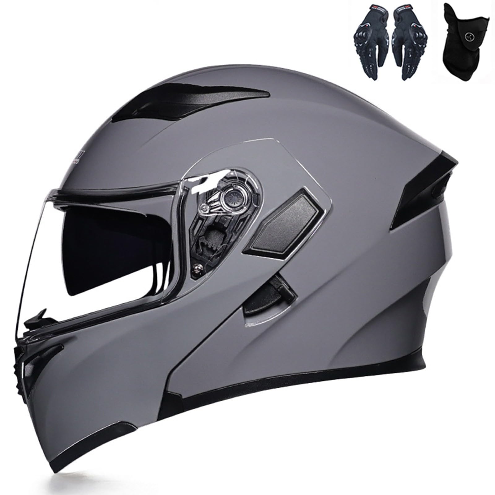 Klapphelme für Motorräder, modulare Motorradhelme, ECE-geprüft, Weitwinkel und weites Sichtfeld, mehrere Belüftungslöcher, für Erwachsene, Männer und Frauen H,L=59-60CM von AKPHBKFG