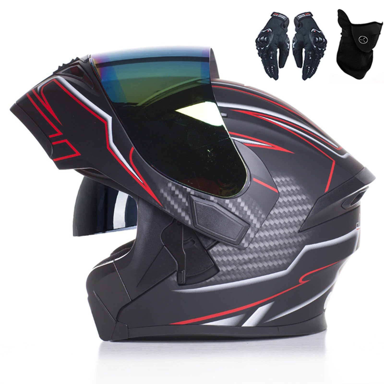 Motorradhelm, Integralhelm Rapid Street, Straßenrennhelm, DOT/ECE-geprüft, Four Seasons New Street Touring-Motorradhelm C,XL=61-62CM von AKPHBKFG