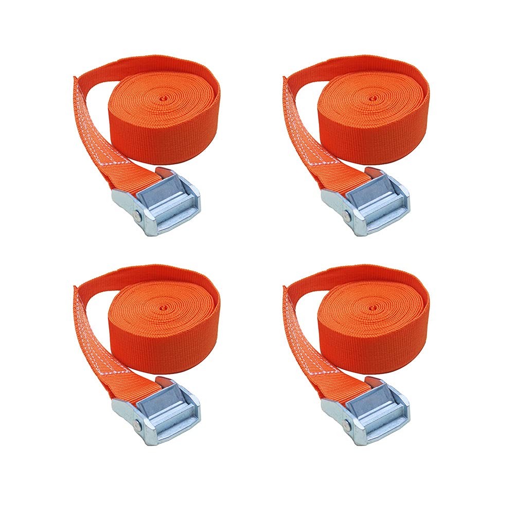 Spanngurte, Hochleistungs-Zurrgurte mit Schnellverschluss, 2 m Spanngurte, Schnallengurte, Ratschen-Zurrgurte for Motorrad, Fracht, LKW, 4er-Pack, Breite: 25 mm(Orange,Width: 25mm) von ALANIZ