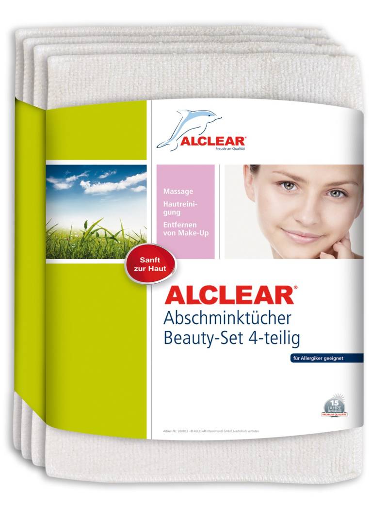 ALCLEAR 4er Set Abschminktücher Abschminkpads aus hautfreundlicher Ultra-Microfaser bei Hautreizungen und Allergien - dermatologisch rein. Waschbar. Sanfter als Gesichtswasser. Belebt wie eine Gesichtsmassage. Ideal für Allergiker und bei empfindlicher Haut. von ALCLEAR