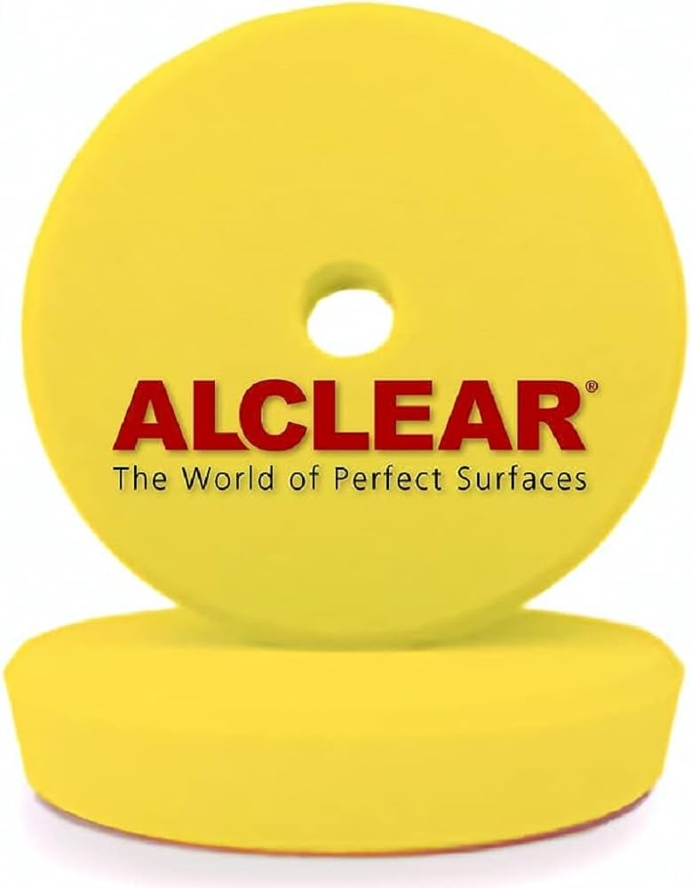 ALCLEAR 5095M 2er Set Polierpads Polierschwämme medium für RUPES Maschinen, Durchmesser Ø 95/80x25 mm, gelb von ALCLEAR