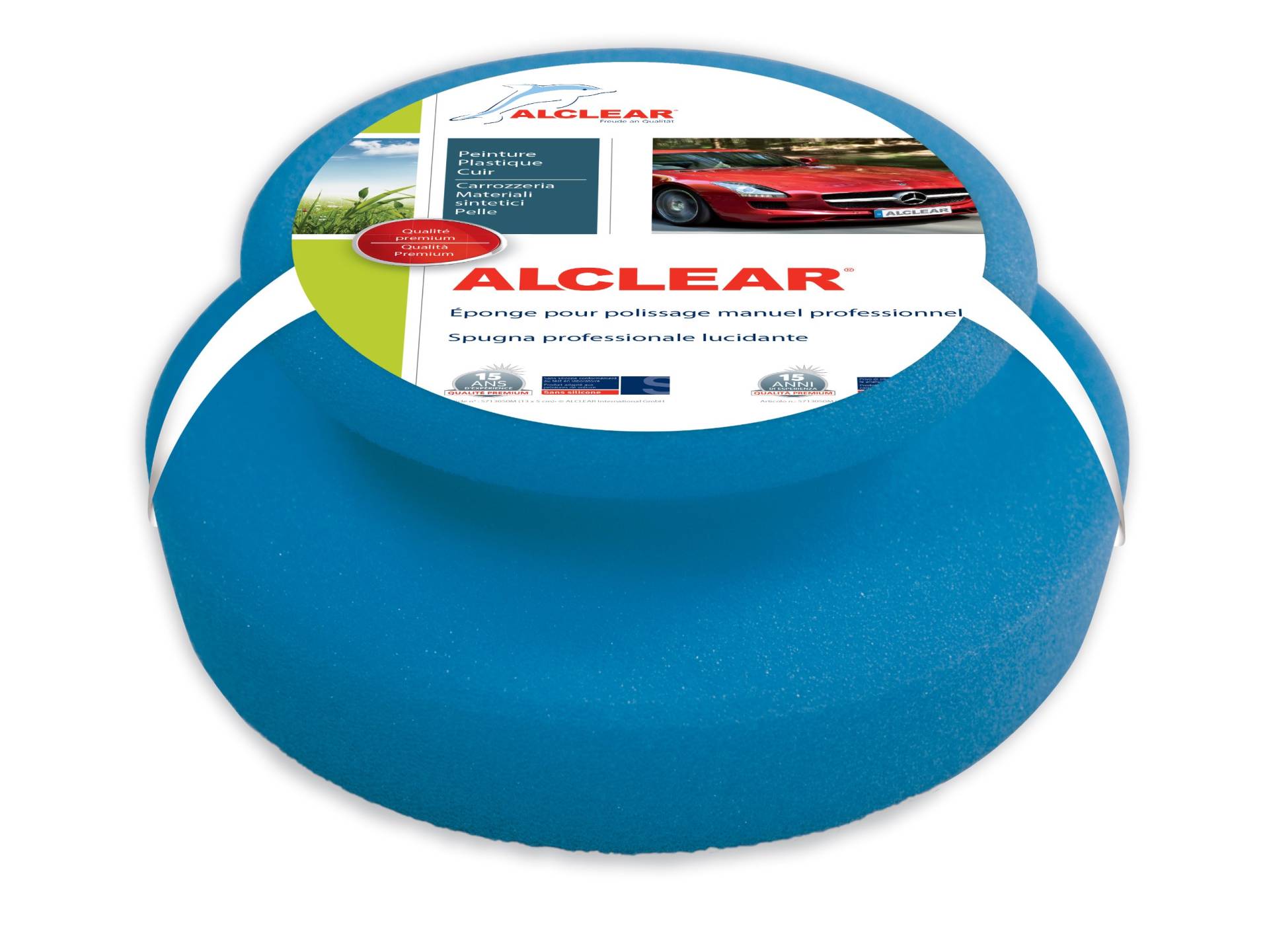 ALCLEAR 5713050M Auto Profi Handpolierschwamm 130x50 mm mit umlaufender Griffleiste für Wachse, Auto Polituren, Kfz Lackreiniger, Politur Set, statt Poliermaschine, Farbe blau von ALCLEAR