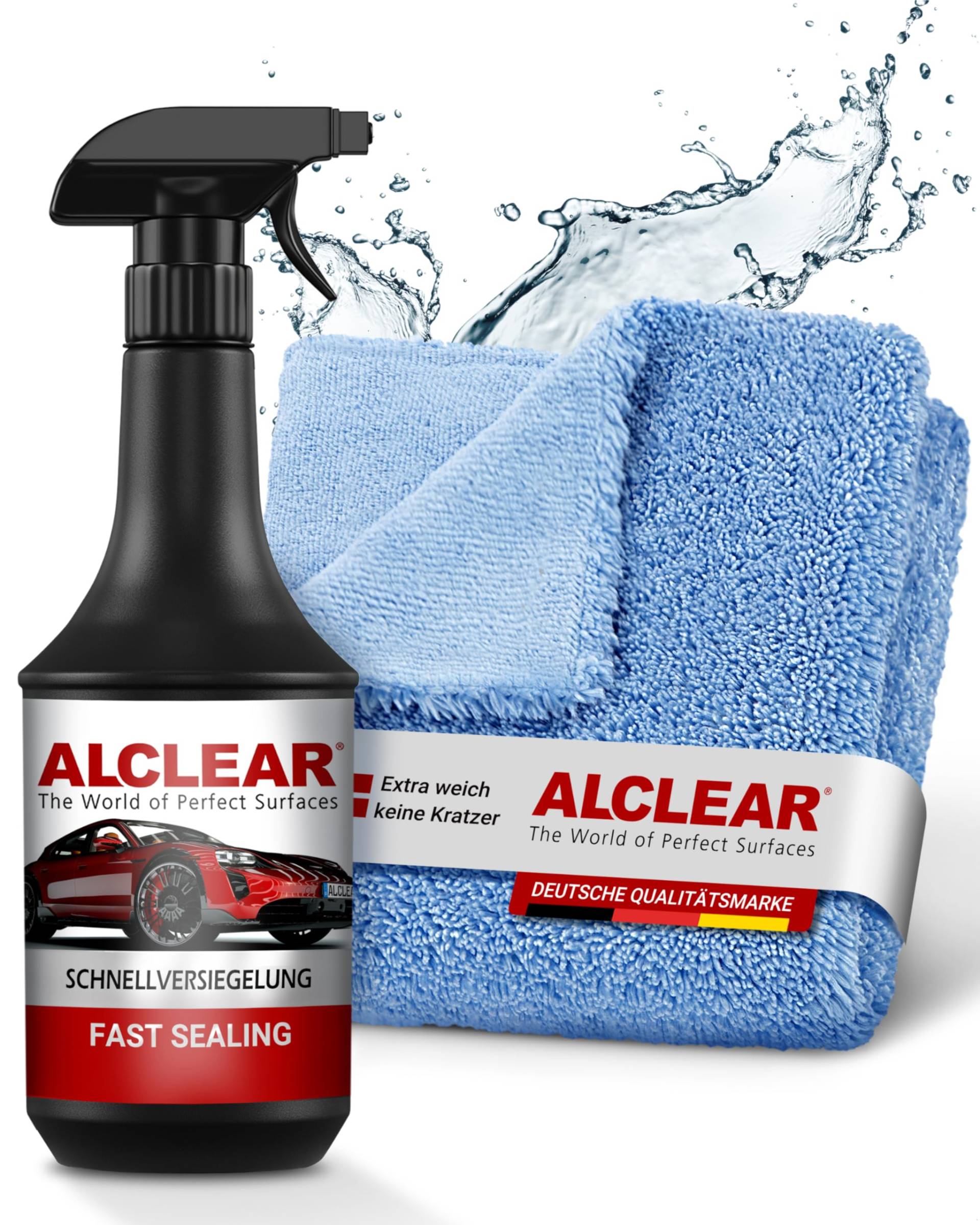 ALCLEAR 71100SV Lack Schnellversiegelung 1 Liter inkl. Mikrofaser Auto Poliertuch für Autopflege, Motorrad, Fahrrad von ALCLEAR