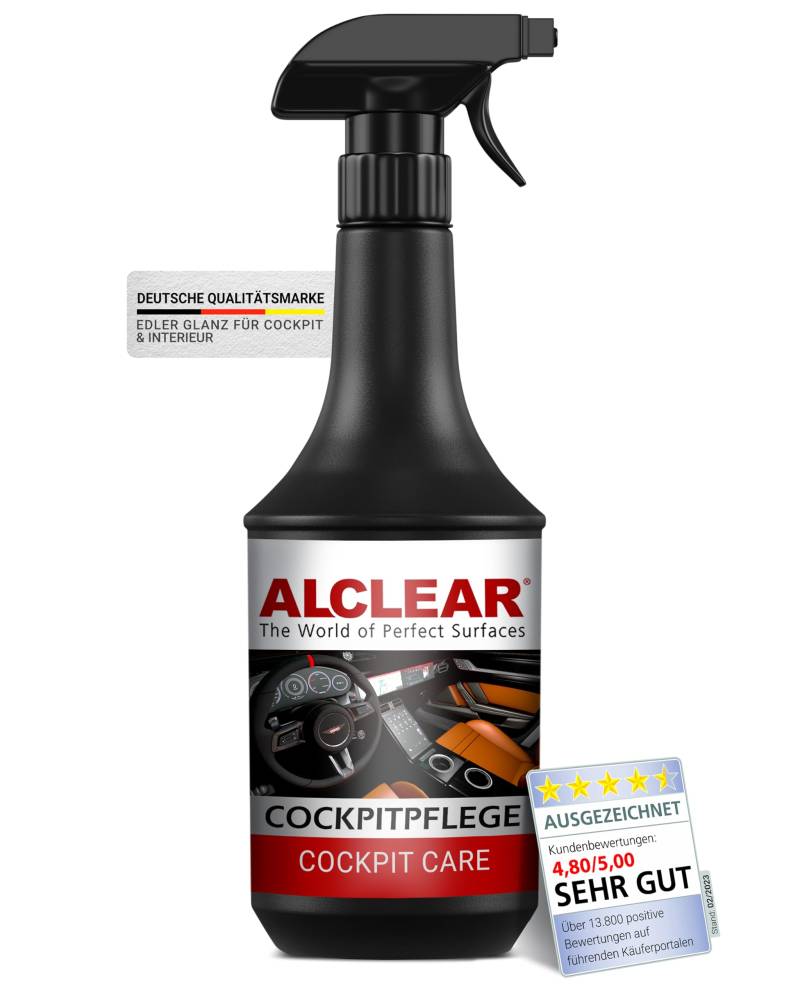 ALCLEAR 721CP Cockpitpflege, 1.000 ml, Seidenglanz für luxuriös dezenten Glanz auf Allen Kunststoffen im Auto Innenraum von ALCLEAR