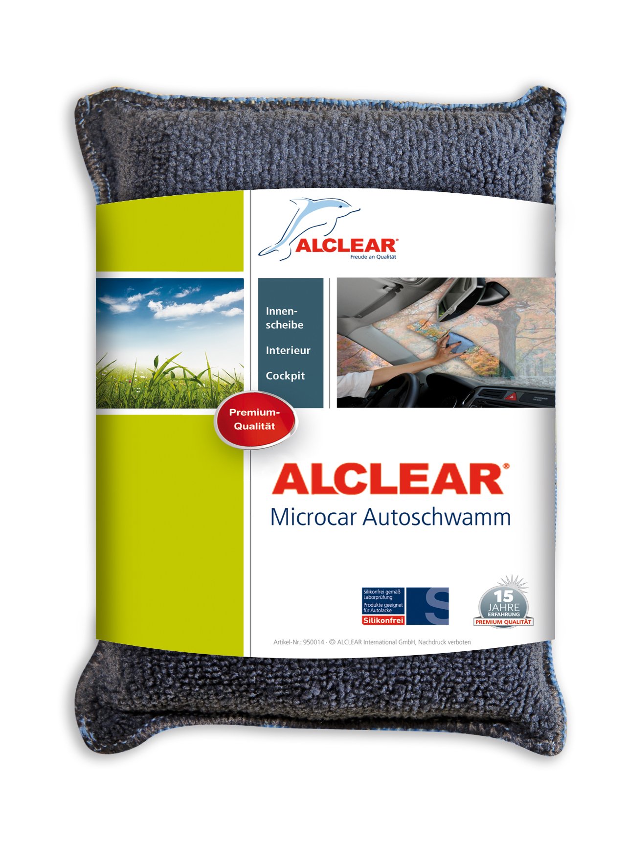 ALCLEAR 950014Microcar Auto Mikrofaser Scheiben Schwamm Autopflege, blau/grau, aus Mikrofasertuch Material, Trockentuch gegen Beschlagene Windschutzscheibe von ALCLEAR