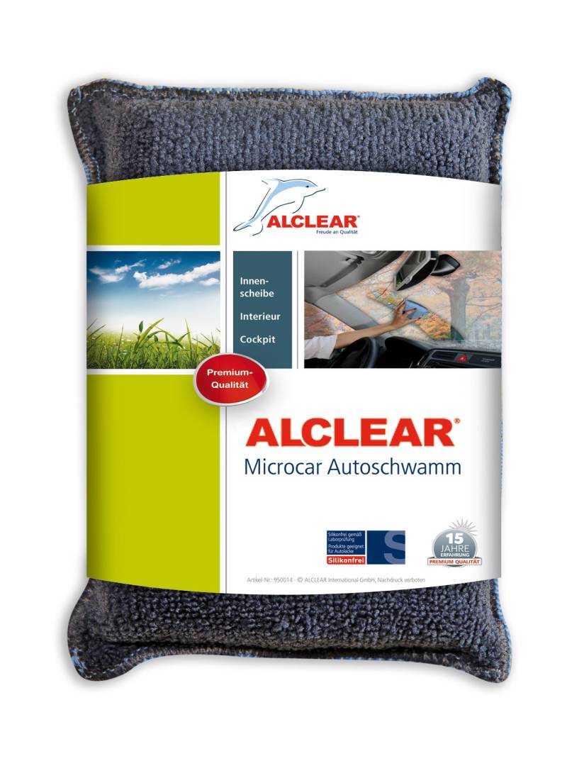 ALCLEAR 950014Microcar Auto Mikrofaser Scheiben Schwamm Autopflege, blau/grau, aus Mikrofasertuch Material, Trockentuch gegen Beschlagene Windschutzscheibe, Dunkelgrau von ALCLEAR