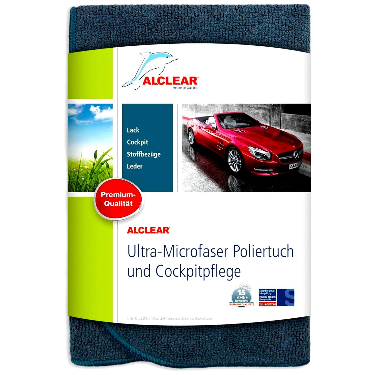 ALCLEAR A257343 Mikrofaser Auto Cockpittuch, 40x40 cm, streifenfreie Cockpitpflege ohne Kratzer, perfekte Innenreinigung, Autopflege und Politur, Farbe: anthrazit von ALCLEAR