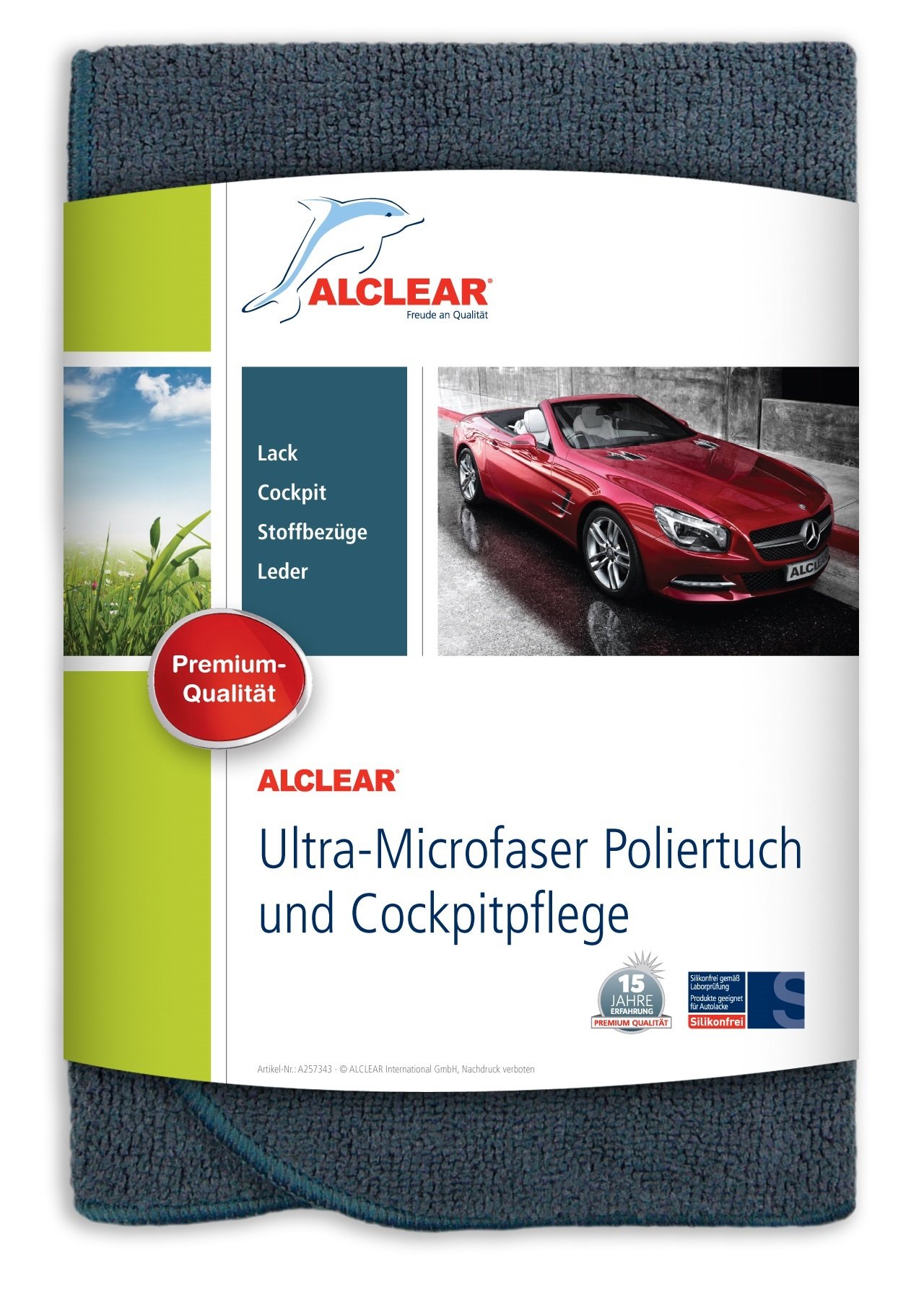 ALCLEAR A257343 Mikrofaser Auto Cockpittuch, 40x40 cm, streifenfreie Cockpitpflege ohne Kratzer, perfekte Innenreinigung, Autopflege und Politur, Farbe: anthrazit von ALCLEAR