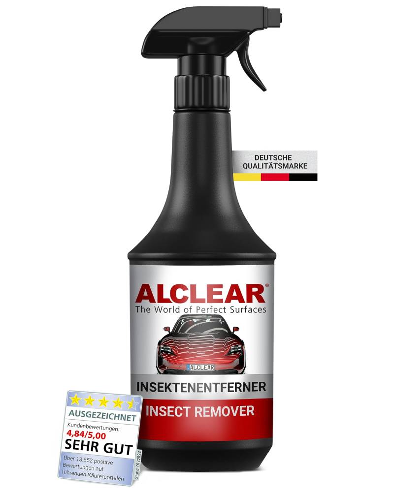 ALCLEAR Insektenentferner Auto - Premium Flugrostentferner Auto Insektenentferner für Scheinwerfer, Lack & Windschutzscheibe - 100% Sauberkeit - Professioneller Insekten Entferner für Auto - 1000ml von ALCLEAR