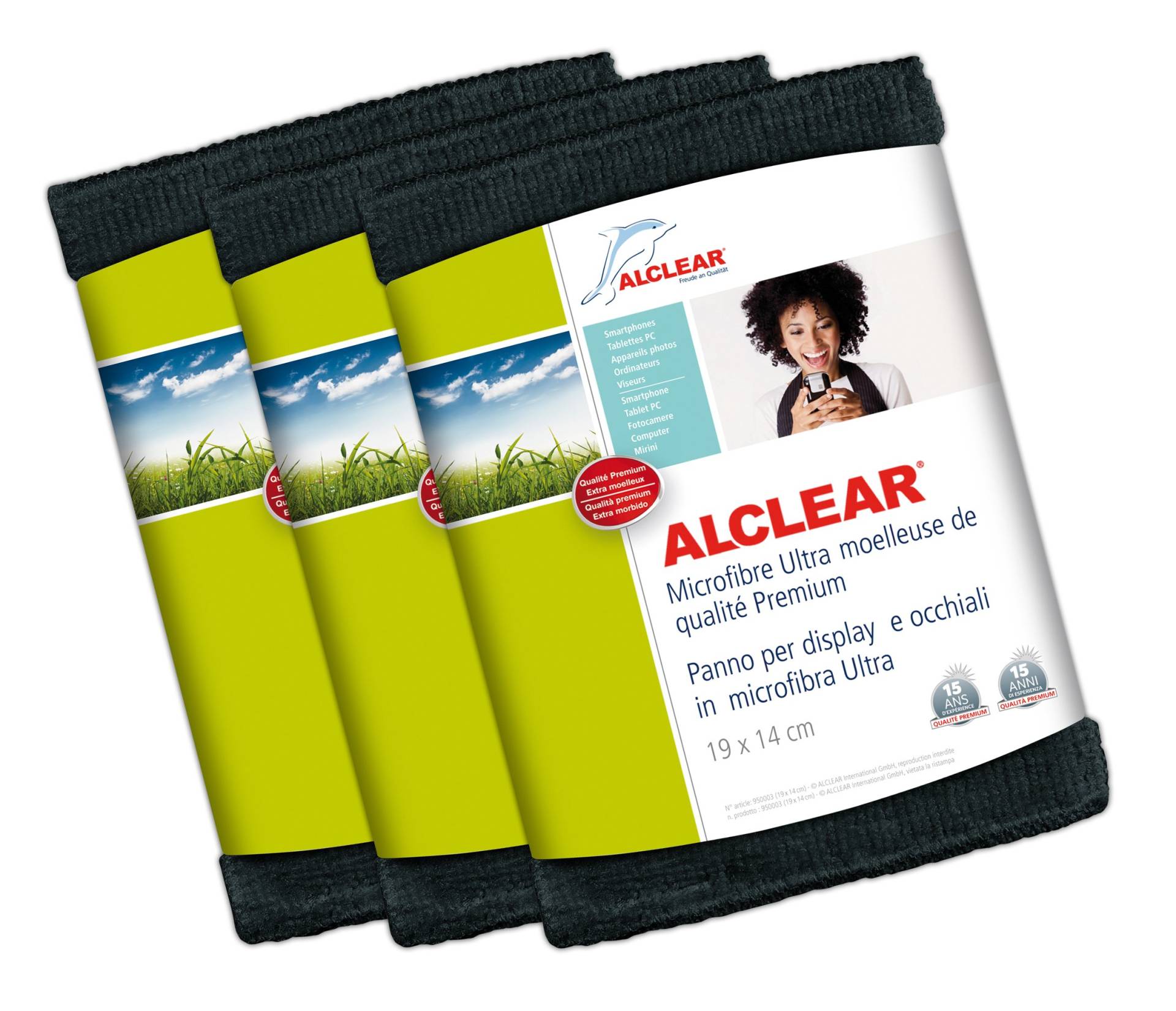 ALCLEAR-Mikrofasertuch Ultra für hochwertige Displays, anthrazit, 19 x 14 cm von ALCLEAR