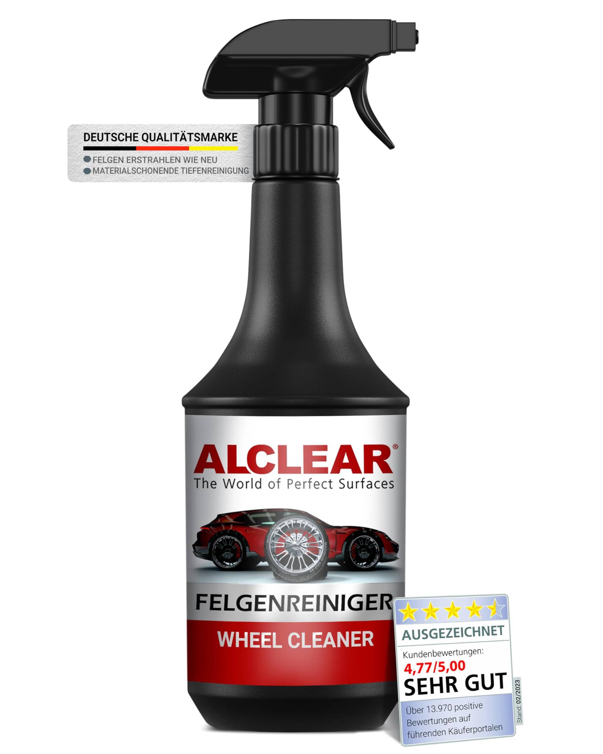 ALCLEAR Premium Auto Felgenreiniger für lackierte & matte Alufelgen Stahlfelgen Chromfelgen - 100% säurefrei - Felgenreiniger mit Indikator für professionelle Auto Pflege - 1000ml Sprühflasche von ALCLEAR
