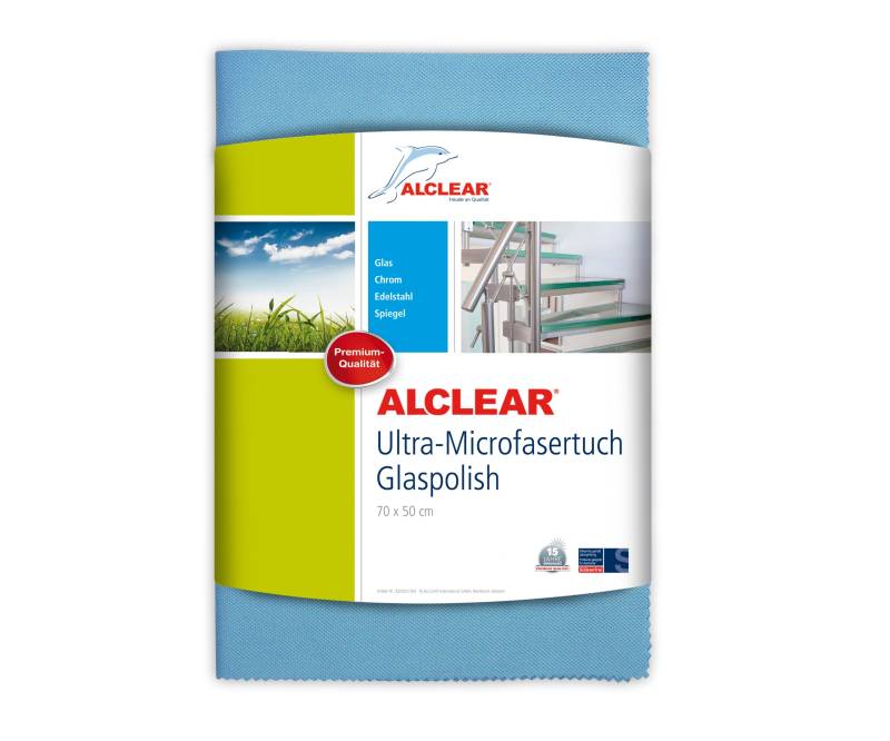 ALCLEAR Ultra-Microfasertuch Glaspolish 70x50 cm blau Glaspoliertuch Glastuch Gläsertuch Geschirrtuch, wie ein blaues Wundertuch von ALCLEAR