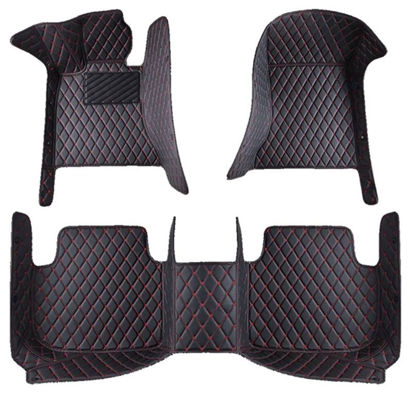 Auto FußMatten Leder Floor Mats Für Skoda Octavia 2018 2019, Allwetter Automatten Innenschutz Vollständige Abdeckung Set Kratzfest Tragen Fussmatte Zubehör,D/Black-Red von ALDEPO