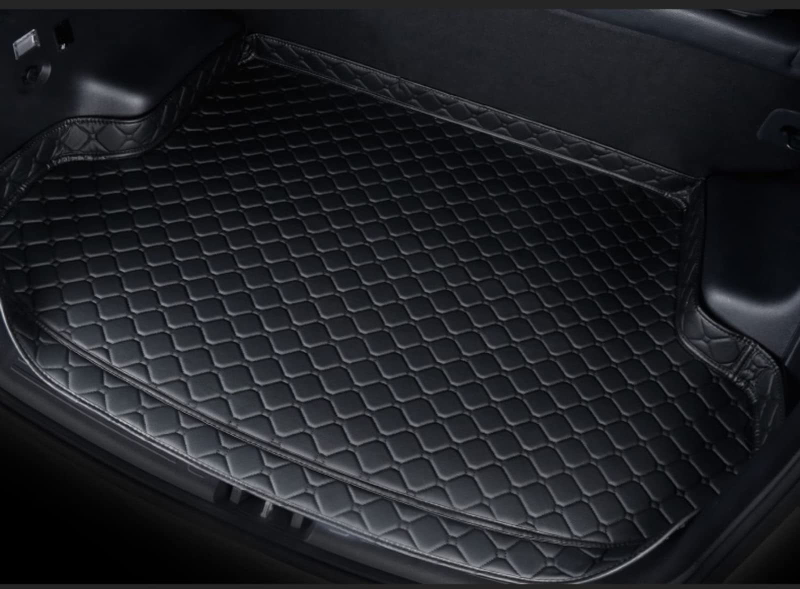 Für BMW I4 2022 Auto Leder Kofferraummatte, Kofferraumwanne Cargo Kofferraum Schutzmatten Teppich Kratzfest Innenzubehör, F/All-Black von ALDEPO
