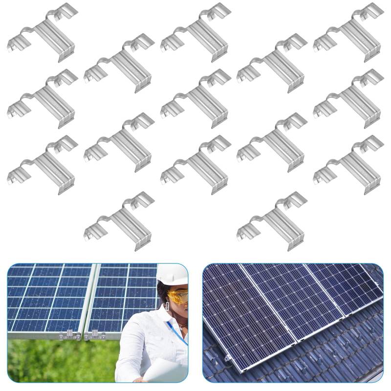 Solarpanel Wasserablauf Clip 15 Stück Solarpanel Schlammentfernungclip Reinigungsclips Edelstahl PV Module Reinigungsclips Entwässerung Clip 30mm für Wasserablauf Reinigungs von ALEEIK