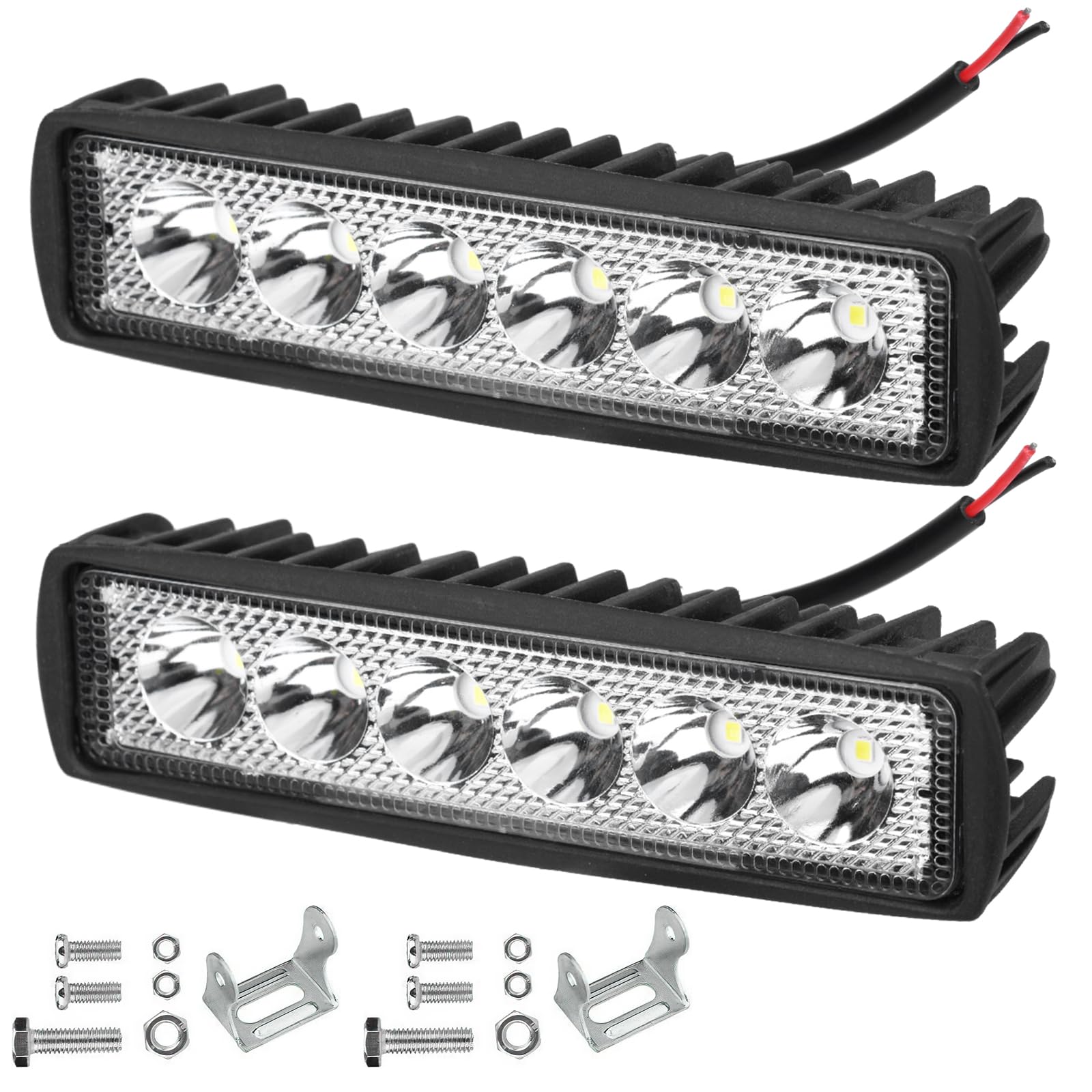 ALFFREUDE 2 x LED Arbeitsscheinwerfer 18W, 12V 24V LED Scheinwerfer, Zusatzscheinwerfer Motorrad, IP67 Wasserdicht Rückfahrscheinwerfer für SUV, UTV, ATV, Truck, Traktor, Offroad von ALFFREUDE