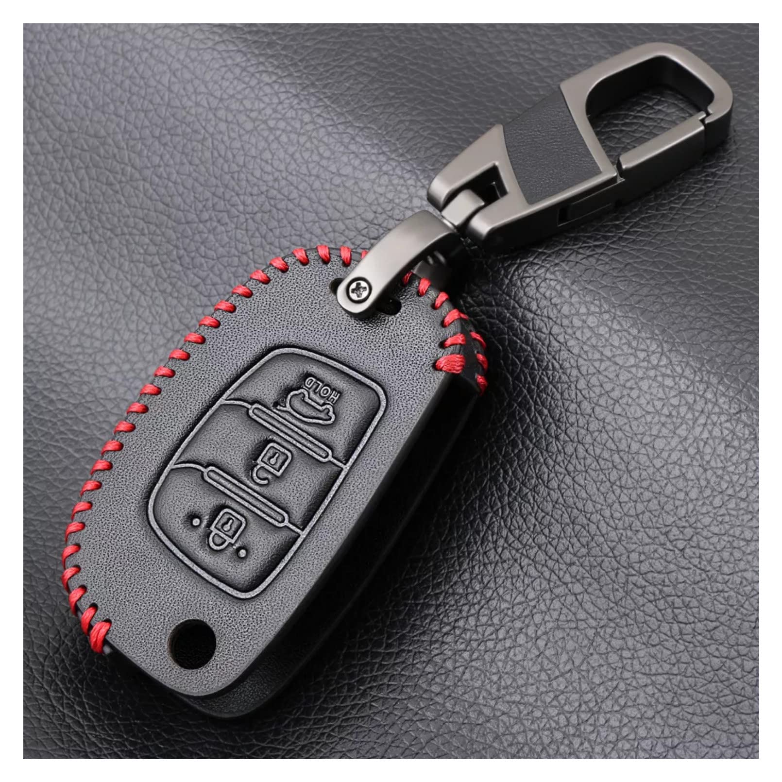 Leder Autoschlüssel Hülle für Hyundai Elantra Tucson i40 i20 i10 iX35 iX45 Creta Santa Fe H-1 Cover Keyless Remote Fob 3 Button Shell Fob von ALIANQ