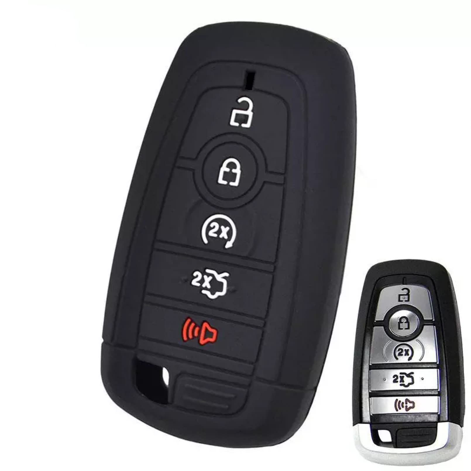 Silikon Auto Remote Key Protector Cover Case Fob Shell Auto Zubehör 5 Tasten für Ford Fusion Mustang F-150 F-250 F-350 F-450 F-550 2017-2020 von ALIANQ