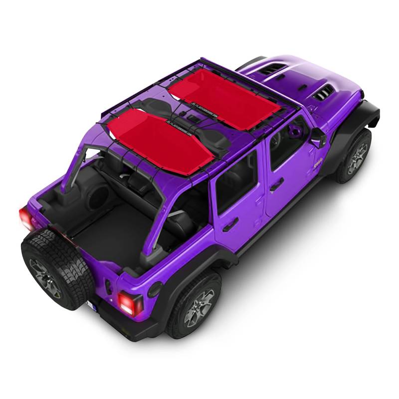 ALIEN SUNSHADE Jeep Wrangler JLU (ab 2018) 2-teiliges Sonnenschutznetz für vorne und hinten (kirschrot) – blockiert UV-Strahlen, Wind, Lärm von ALIEN SUNSHADE