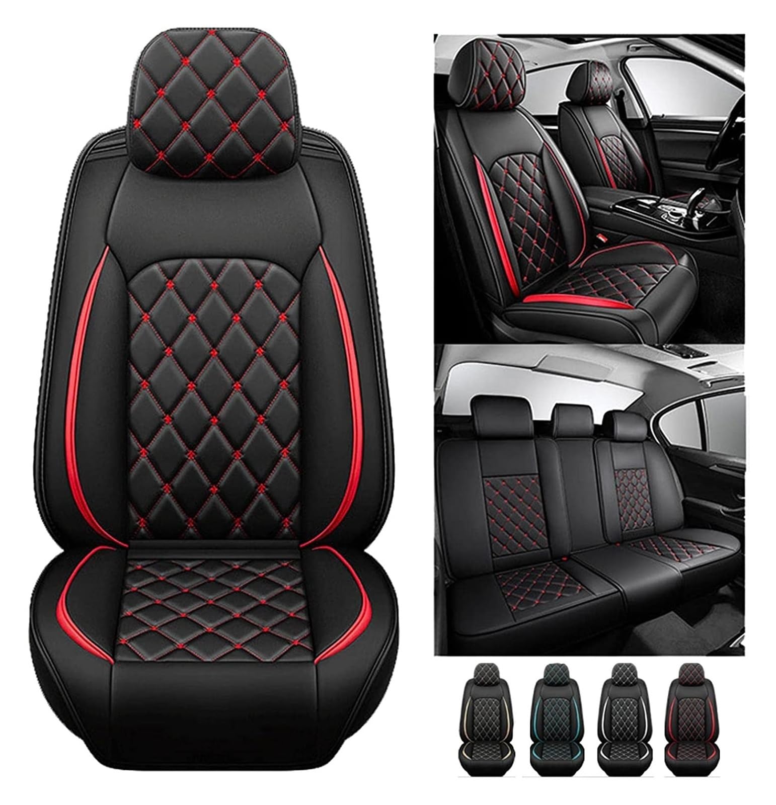 Autositzbezüge Set | Sitzbezüge Leder für Opel Corsa A Corsa B Corsa D Corsa E Corsa F | PU Leder Sitzschoner | Universal Leder Seasons Protectors VerschleißFest Kunstleder | Auto-Zubehör Innenraum ( von ALKANI