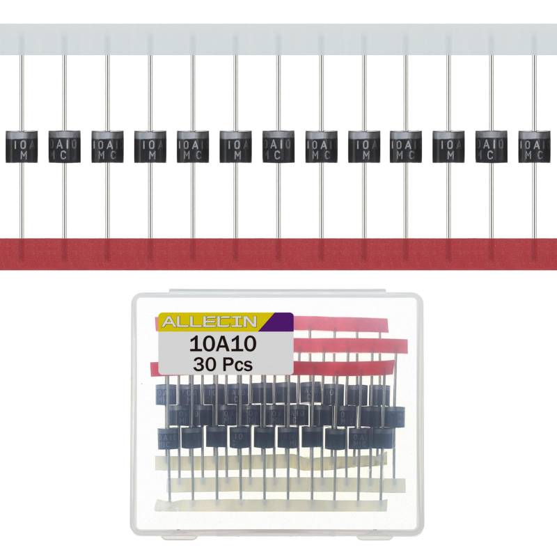 ALLECIN 10A10 Gleichrichter Diode 10A 1000V R-6 Gleichrichterdiode Axial Rectifier Silizium Dioden Gleichrichterdioden 10Amp 1000Volt (Packung mit 30 Stück) von ALLECIN