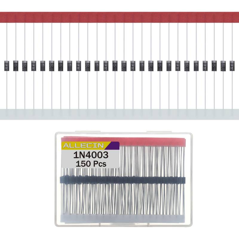 ALLECIN 150 Stück 1N4003 Gleichrichter Diode 1A 200V IN4003 4003 Axial 1Amp 200Volt DO-41 Gleichrichterdiode Rectifier Dioden von ALLECIN