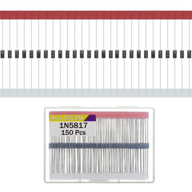 ALLECIN 150 Stück 1N5817 Schottky Diode Gleichrichterdiode 1A 20V IN5817 5817 Axial Dioden DO-41 1Amp 20Volt Siliziumdioden von ALLECIN