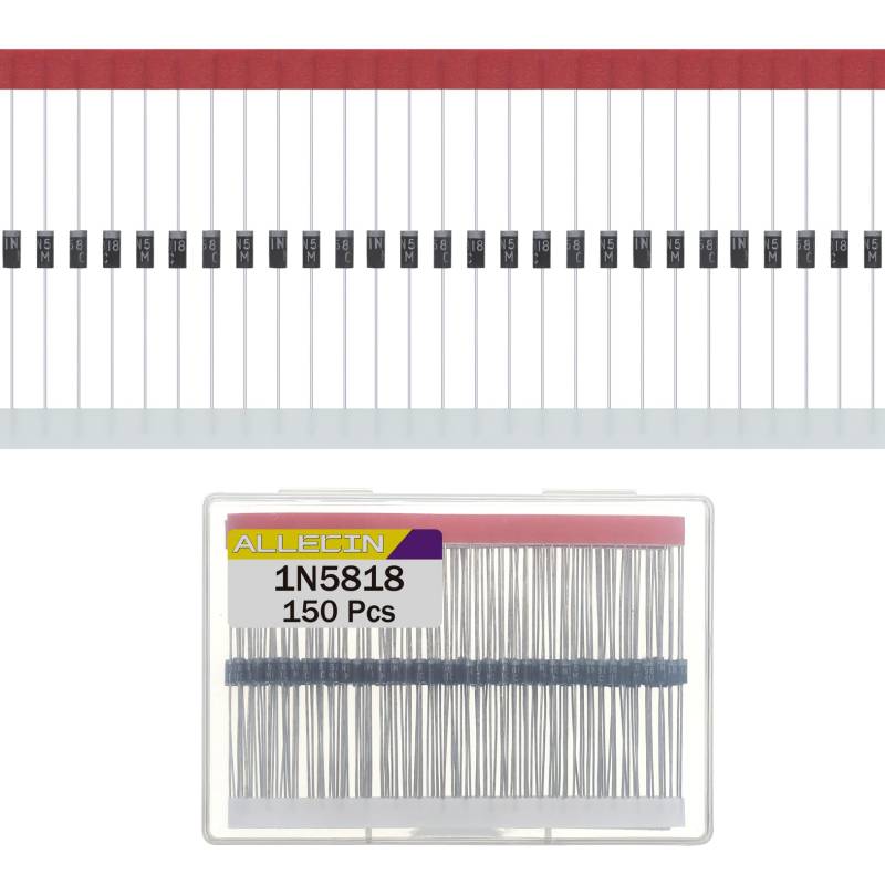 ALLECIN 150 Stück 1N5818 Schottky Diode Gleichrichterdiode 1A 30V IN5818 5818 Axial Dioden DO-41 1Amp 30Volt Siliziumdioden von ALLECIN