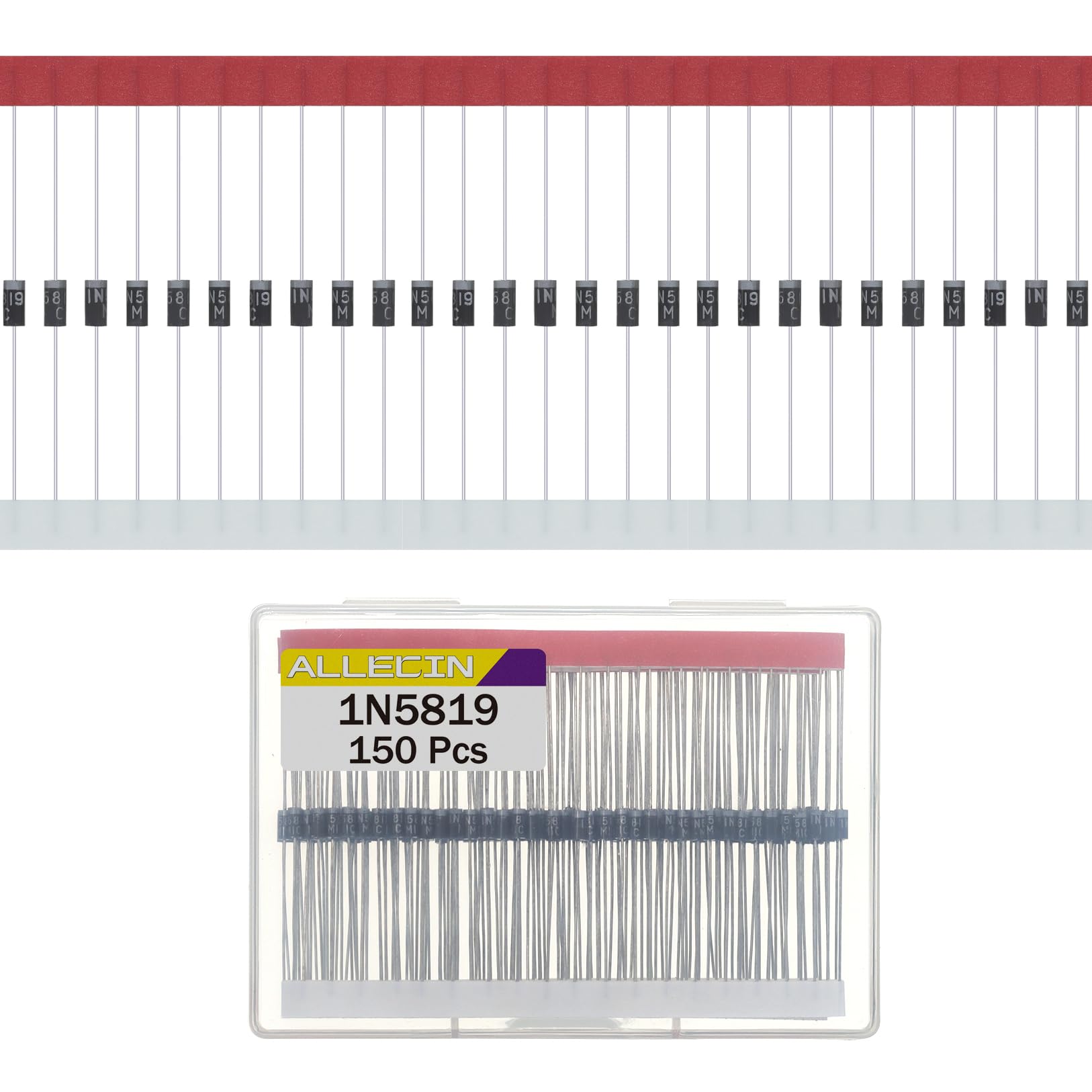 ALLECIN 150 Stück 1N5819 Schottky Diode Gleichrichterdiode 1A 40V IN5819 5819 Axial Dioden DO-41 1Amp 40Volt Siliziumdioden von ALLECIN