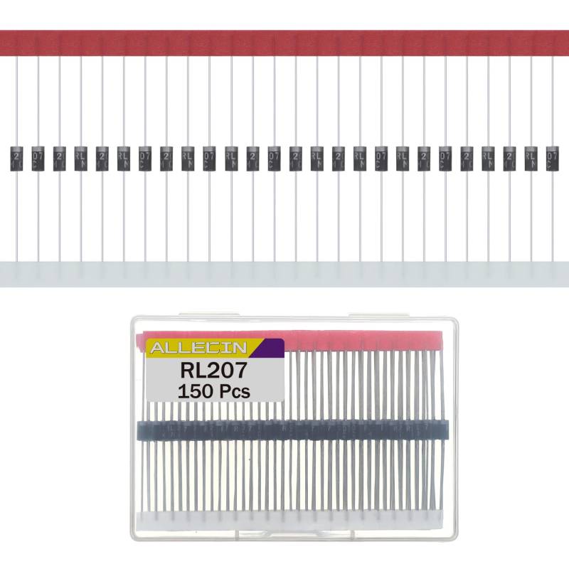 ALLECIN 150 Stück RL207 Gleichrichter Diode 2A 1000V Axial DO-15 (DO-204AC) 2Amp 1000Volt Gleichrichterdiode Rectifier Silizium Dioden von ALLECIN