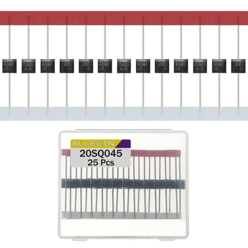 ALLECIN 25 Stück 20SQ045 Schottky Diode Gleichrichter 20A 45V R-6 Axial Dioden Gleichrichterdiode 20Amp 45Volt Rectifier Diodes für Solarpanel von ALLECIN