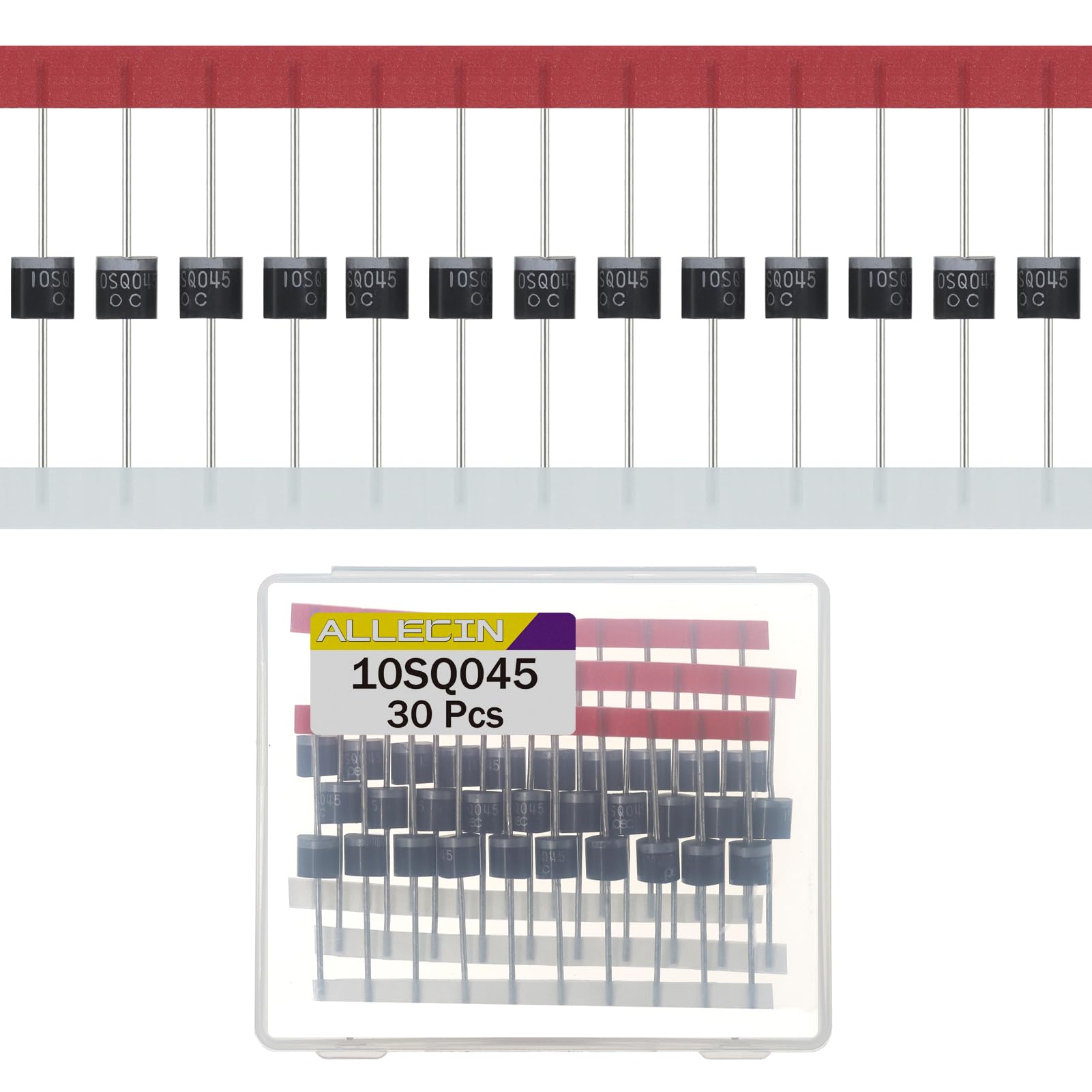 ALLECIN 30 Stück 10SQ045 Schottky Diode Gleichrichter 10A 45V R-6 Axial Dioden Gleichrichterdiode 10Amp 45Volt Rectifier Diodes für Solarpanel von ALLECIN