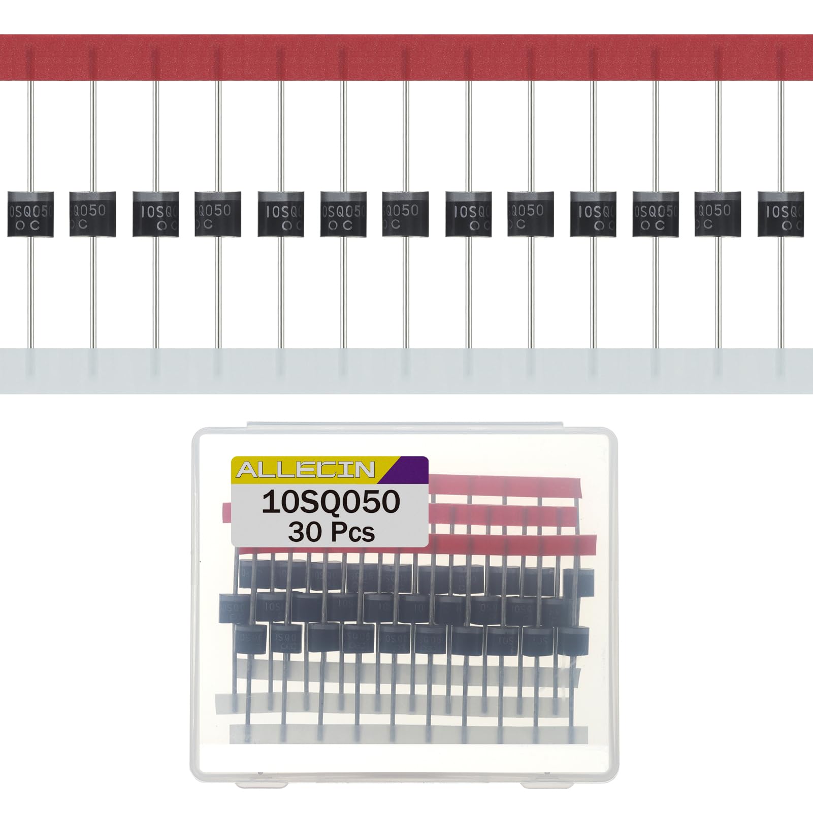 ALLECIN 30 Stück 10SQ050 Schottky Diode Gleichrichter 10A 50V R-6 Axial Dioden Gleichrichterdiode 10Amp 50Volt Rectifier Diodes für Solarpanel von ALLECIN