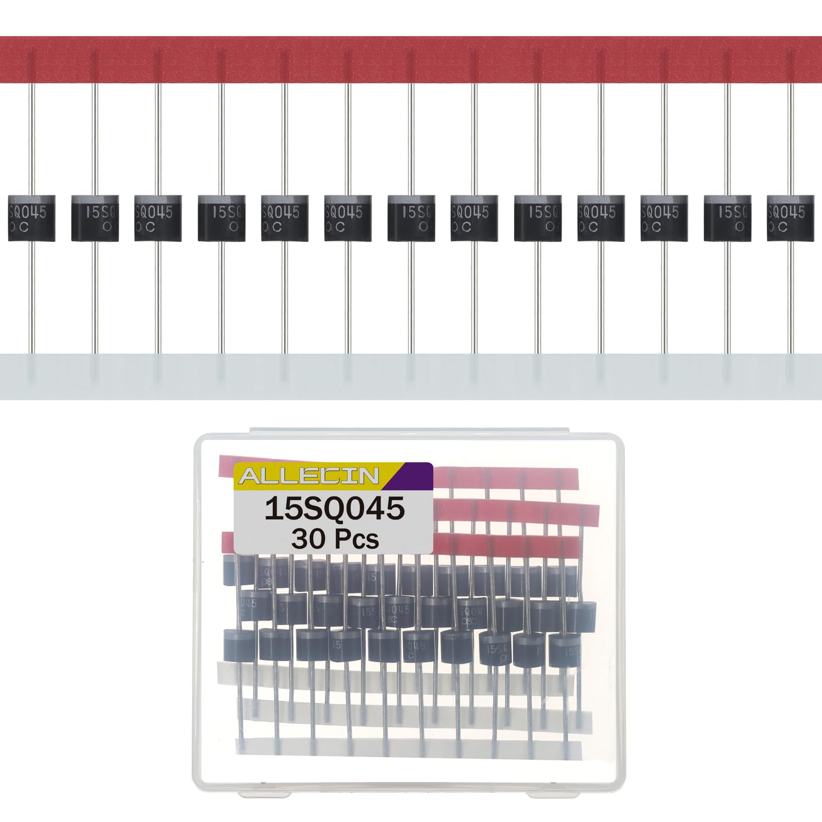 ALLECIN 30 Stück 15SQ045 Schottky Diode Gleichrichter 15A 45V R-6 Axial Dioden Gleichrichterdiode 15Amp 45Volt Rectifier Diodes für Solarpanel von ALLECIN