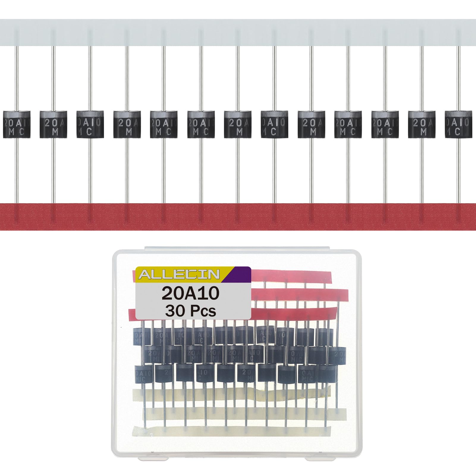 ALLECIN 30 Stück 20A10 Gleichrichter Diode 20A 1000V R-6 Gleichrichterdiode Axial Rectifier Silizium Dioden Gleichrichterdioden 20Amp 1000Volt von ALLECIN