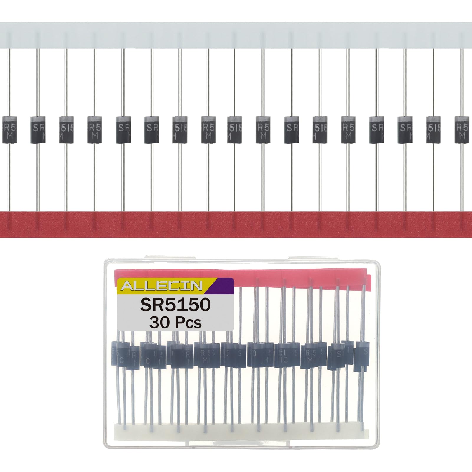 ALLECIN 30 Stück SR5150 Schottky Diode Gleichrichter 5A 150V SB5150 DO-201AD DO-27 Axial Dioden Barrier Gleichrichterdiode MBR5150 5Amp 150Volt Rectifier Diodes von ALLECIN