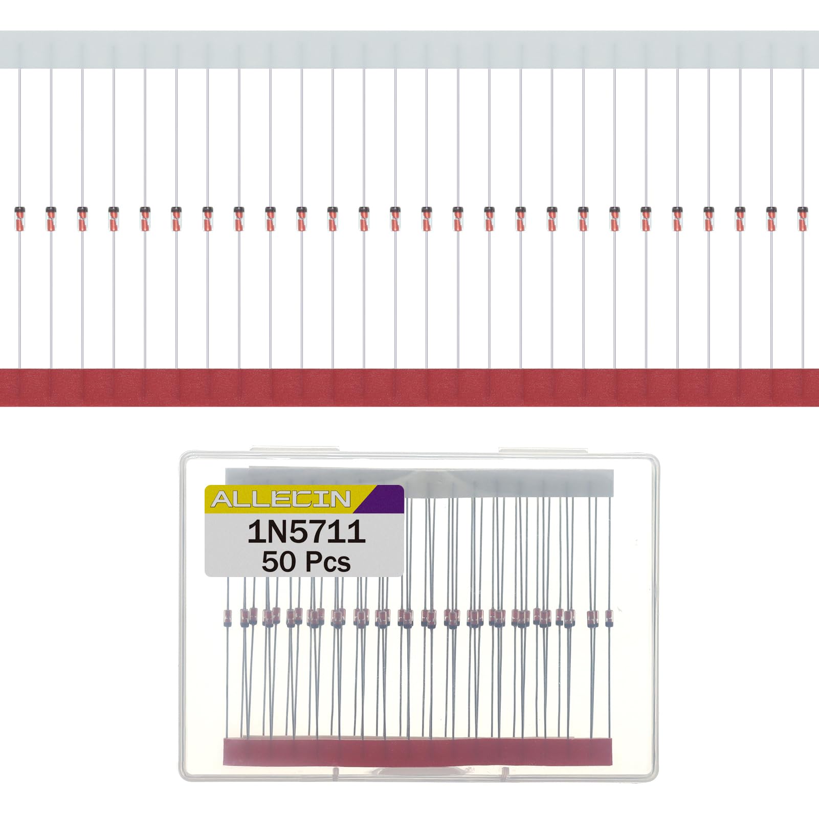 ALLECIN 50 Stück 1N5711 Schottky Gleichrichter Dioden 15mA 70V DO-35 IN5711 5711 Germanium Diode Axial 15Milliampere 70Volt Kleinsignal Schaltdiode von ALLECIN