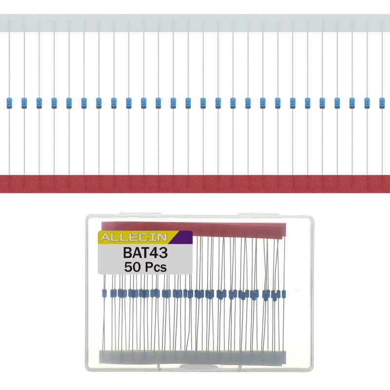 ALLECIN 50 Stück BAT43 Schottky Gleichrichter Diode 200mA 30V DO-35 BAT 43 Kleinsignal Schaltdiode 200Milliampere 30Volt Barrier Gleichrichterdiode Axial Dioden von ALLECIN