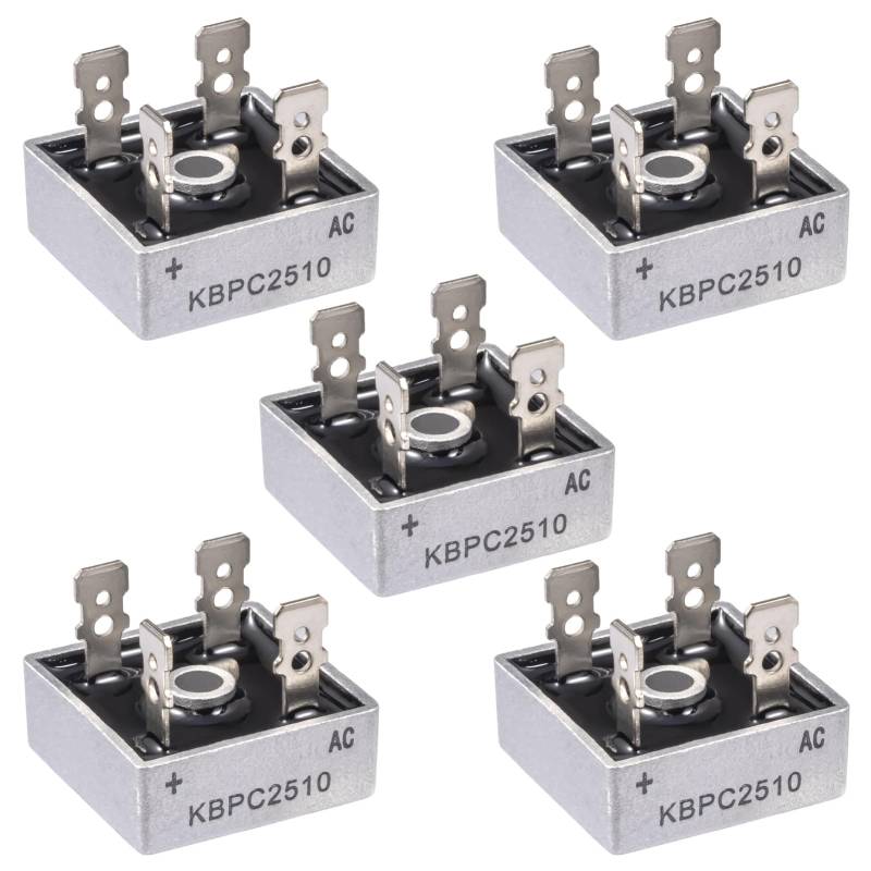 ALLECIN KBPC2510 Brückengleichrichter Diode 25A 1000V Brückengleichrichterdiode KBPC 2510 Bridge Rectifier Dioden Einphasen Vollwellen 25Ampere 1000Volt 4 Pin Durchgangsloch (Packung mit 5 Stück) von ALLECIN