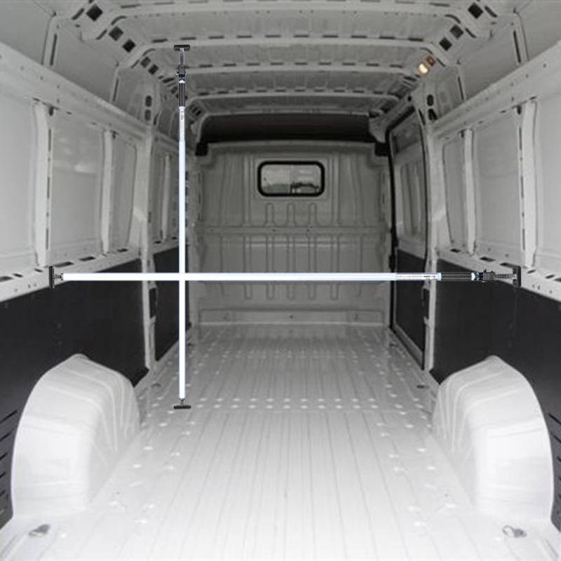 ALLEGRA Ladungssicherung und Transportsicherung für PKW LKW Anhänger und Transporter, Klemmstange Spannstange für die Tür, Ladesicherung für Auto Ausziehbar (0,65m - 1,15m, Weiß) von ALLEGRA